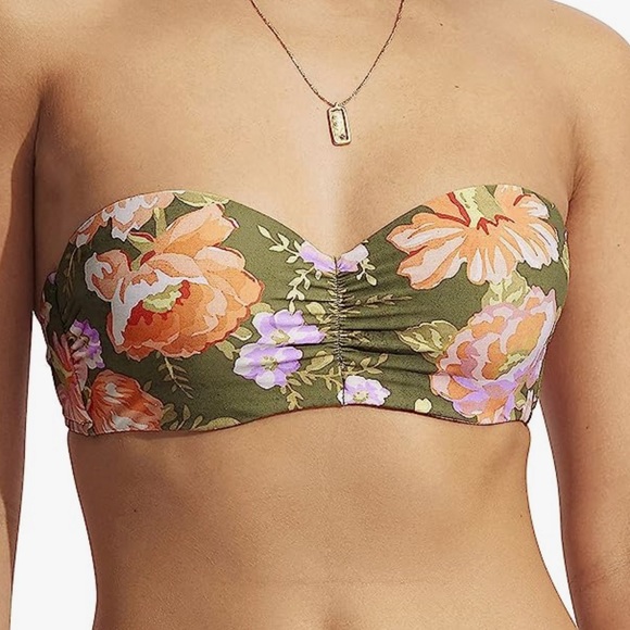 NWT - Seafolly Women's Bustier Bandeau Bikini Top - Paradise Garden Avocado - 12 - Picture 2 of 14